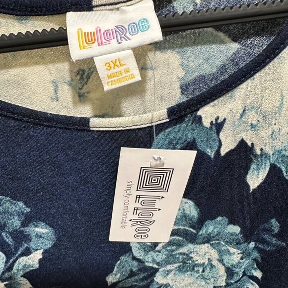 Lularoe Evelyn Womens Size 3XL Navy Blue Floral Smock Waist Maxi Dress ~ NWT - Picture 8 of 12